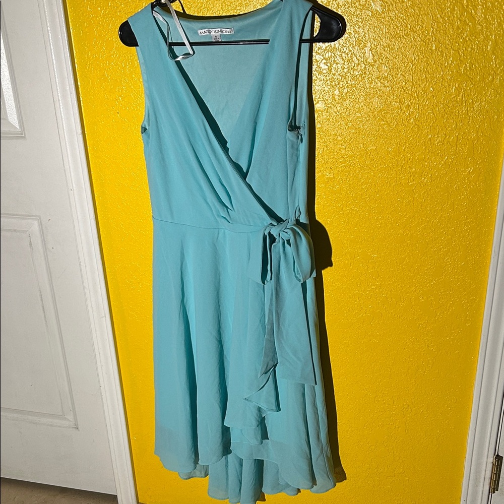 Maggy London Asymmetrical Aqua Dress
